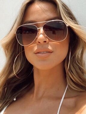 Quay Australia Vivienne 64MM Aviator Sunglasses- Gold/Brown